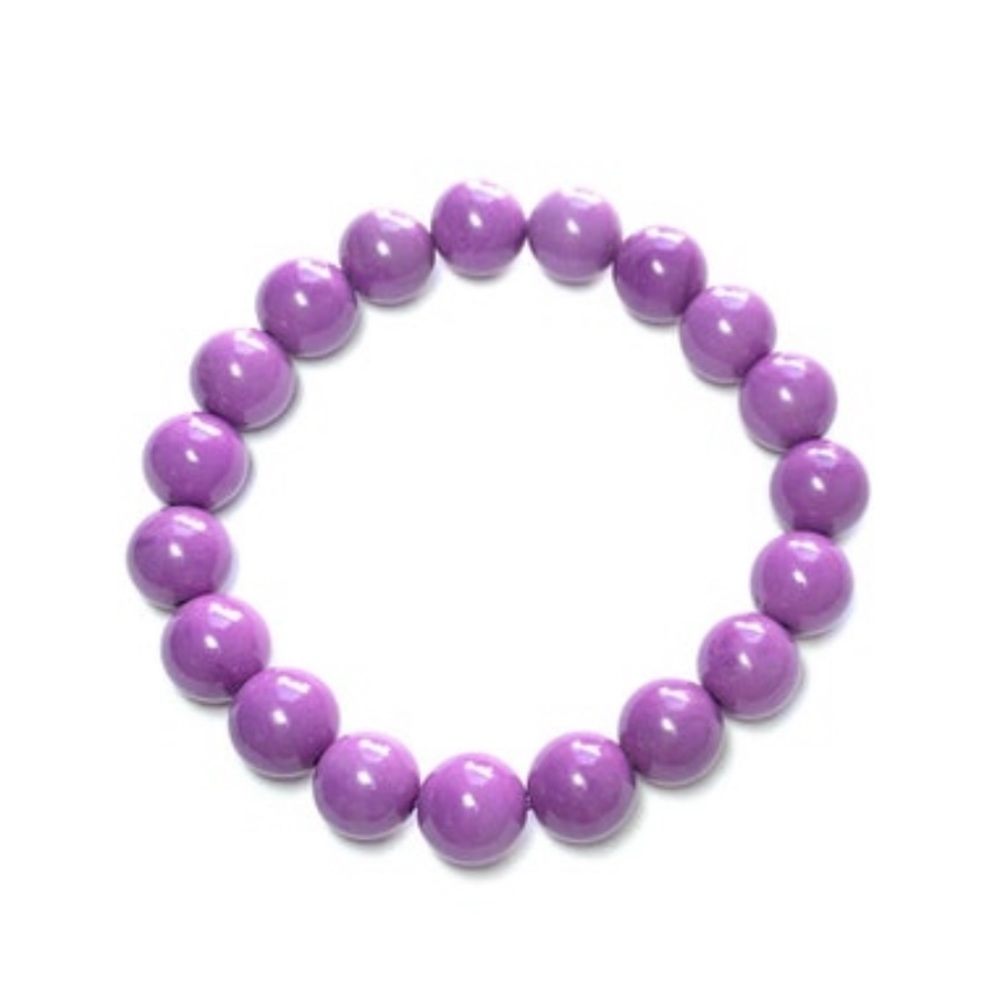 Phosphosiderite Purple Gemstone Bead Bracelet  |  Stretch Bracelet